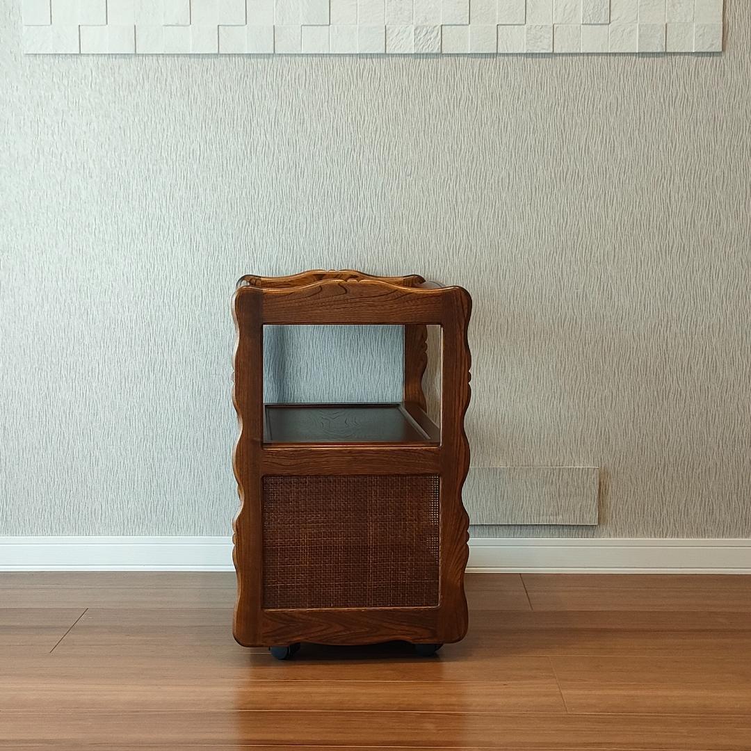 カリモク　キッチンワゴン　木製ワゴン　サイドテーブル　キャスター付き