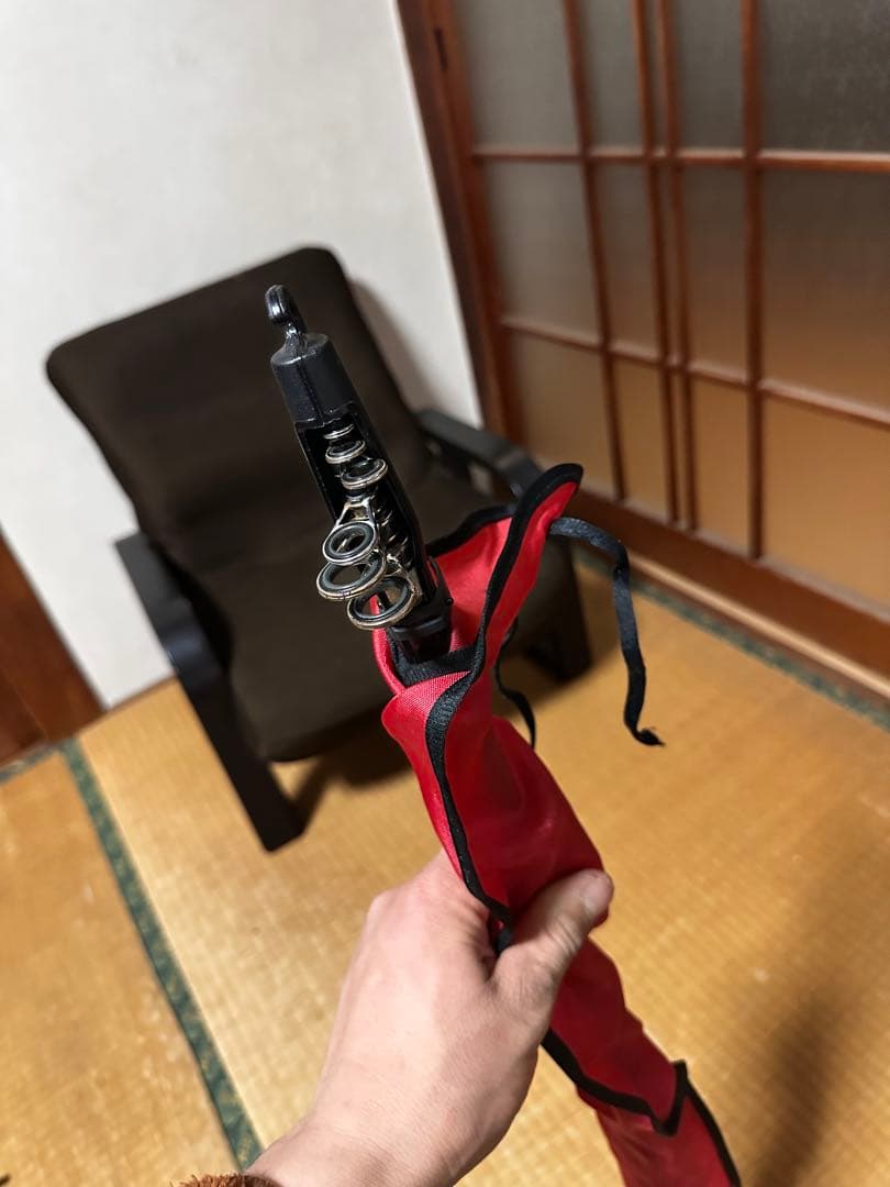 鮎竿 スパイラルガイド 黒赤ストライプ