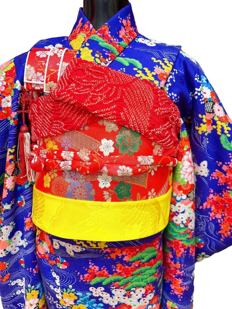 《正絹 アンティーク》七五三 7歳フルセット 濃紫 青紫