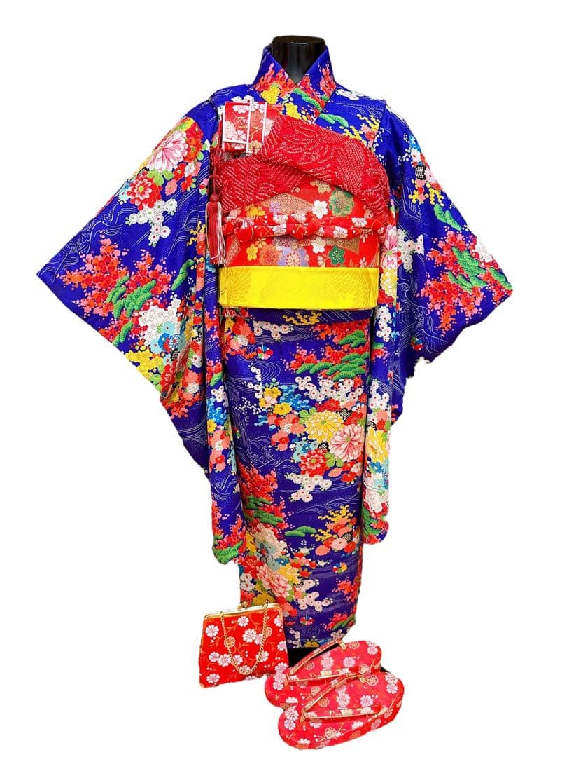 《正絹 アンティーク》七五三 7歳フルセット 濃紫 青紫