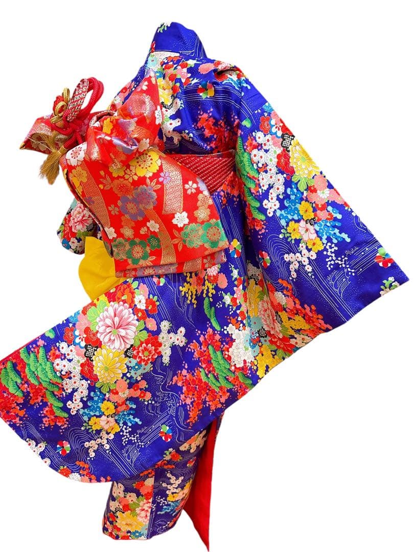 《正絹 アンティーク》七五三 7歳フルセット 濃紫 青紫