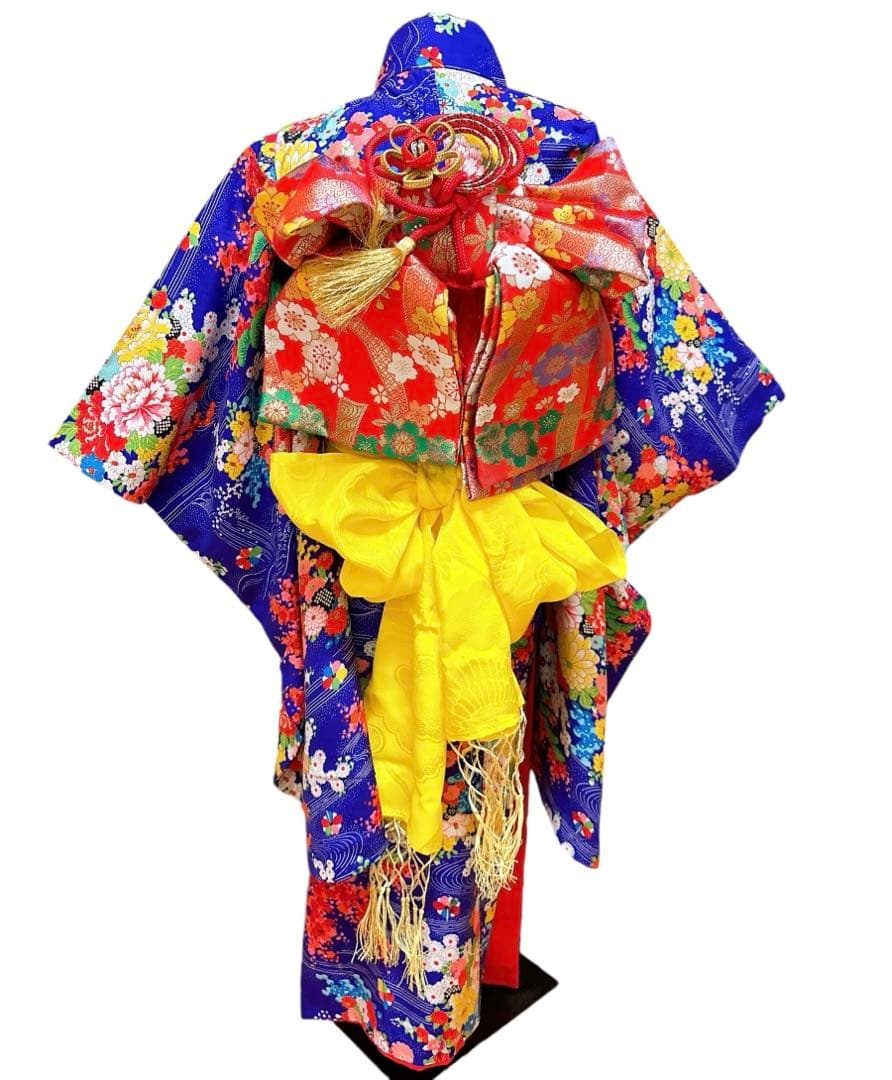 《正絹 アンティーク》七五三 7歳フルセット 濃紫 青紫