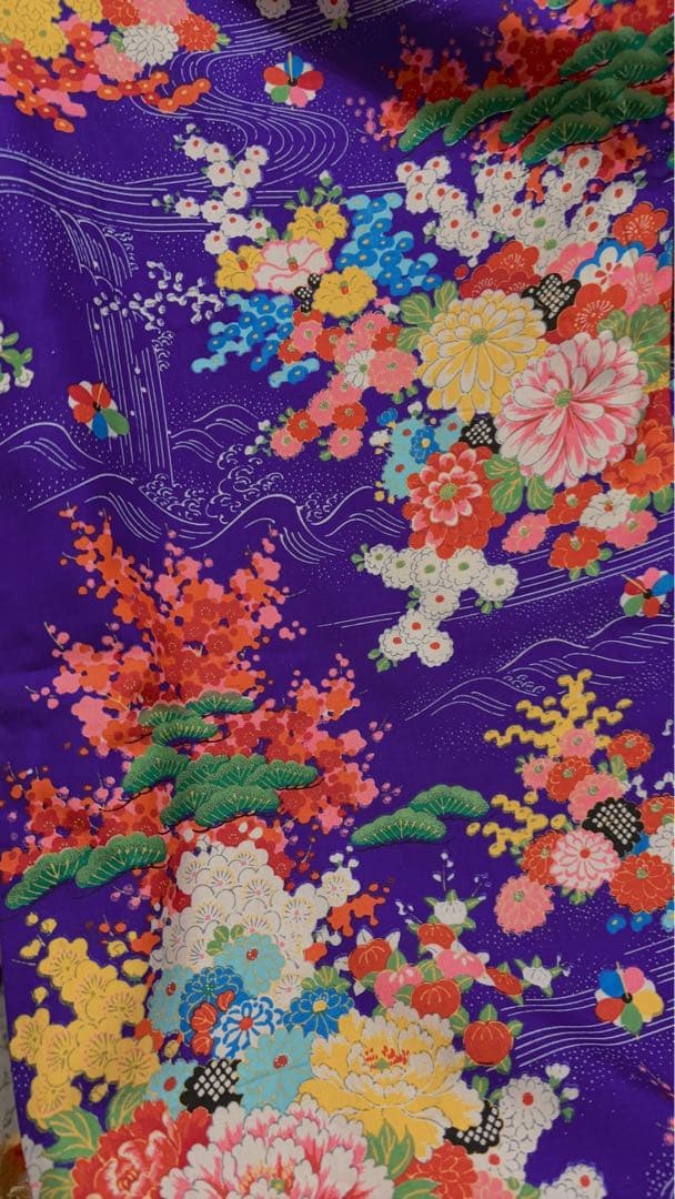 《正絹 アンティーク》七五三 7歳フルセット 濃紫 青紫