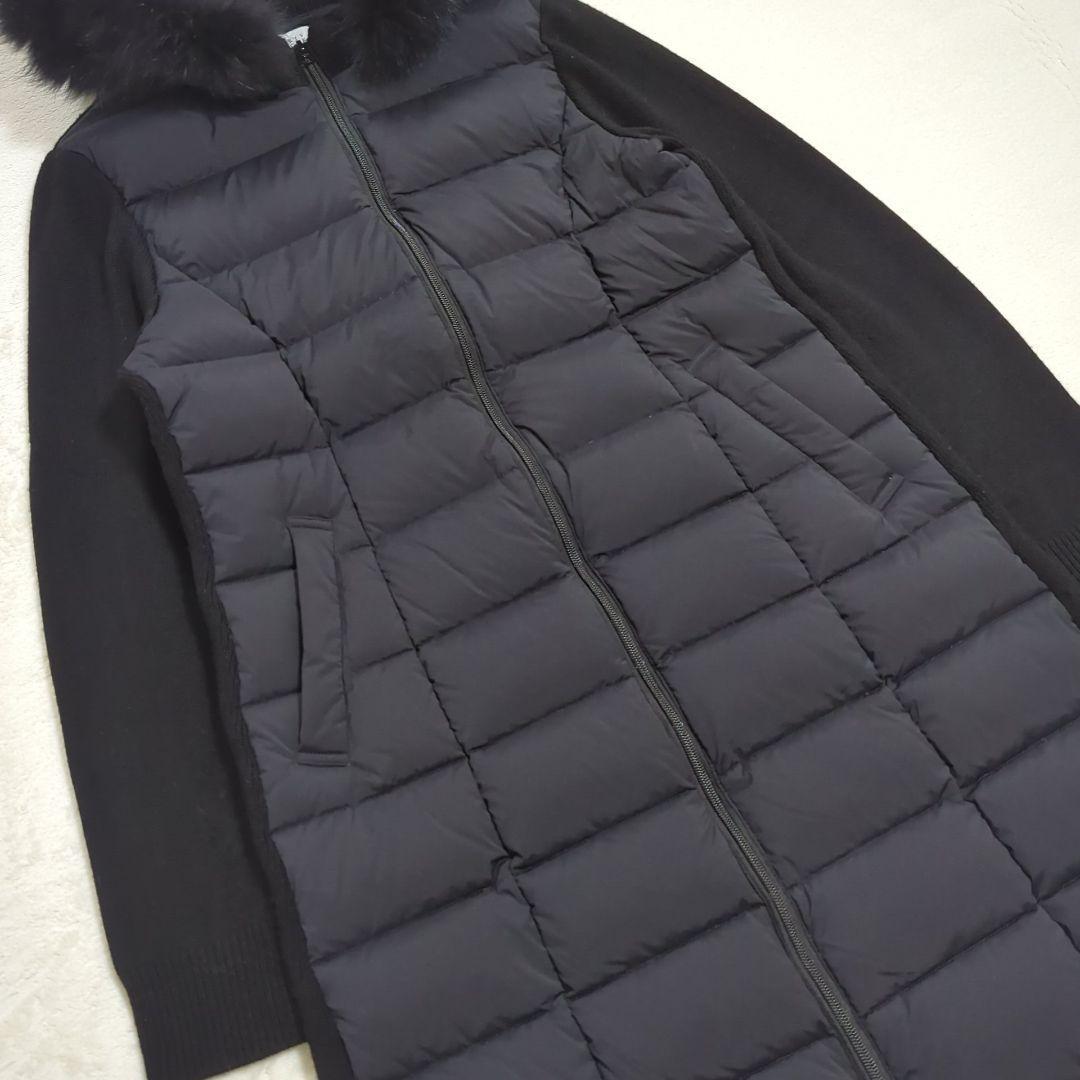 美品 40 バーニーズニューヨーク ニット切替 3way ダウンコート ロング丈