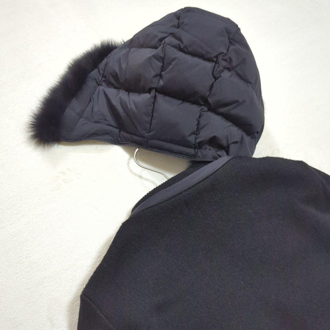 美品 40 バーニーズニューヨーク ニット切替 3way ダウンコート ロング丈