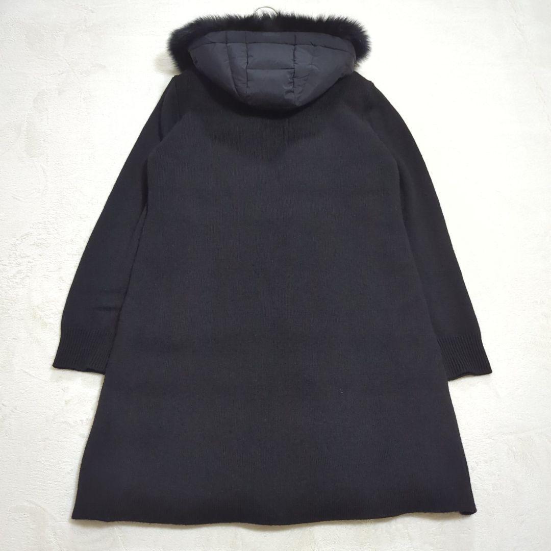 美品 40 バーニーズニューヨーク ニット切替 3way ダウンコート ロング丈