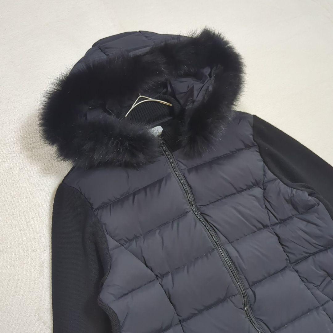 美品 40 バーニーズニューヨーク ニット切替 3way ダウンコート ロング丈