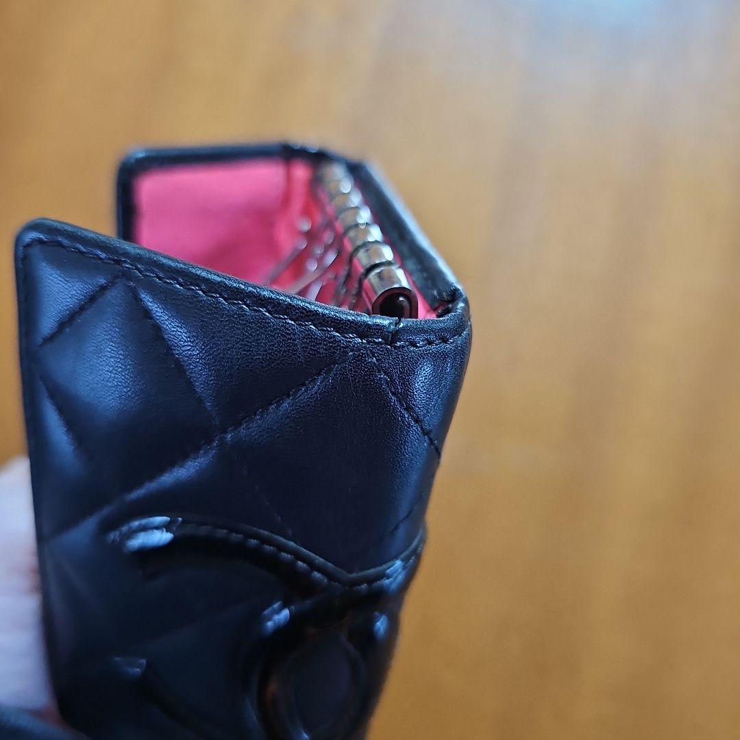 CHANEL キーケース 黒/ピンク キルティング