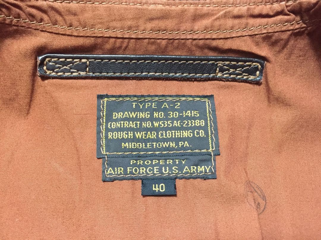 未使用級THE FEW A-2　ホース ROUGH WEARツインラベル　赤リブ