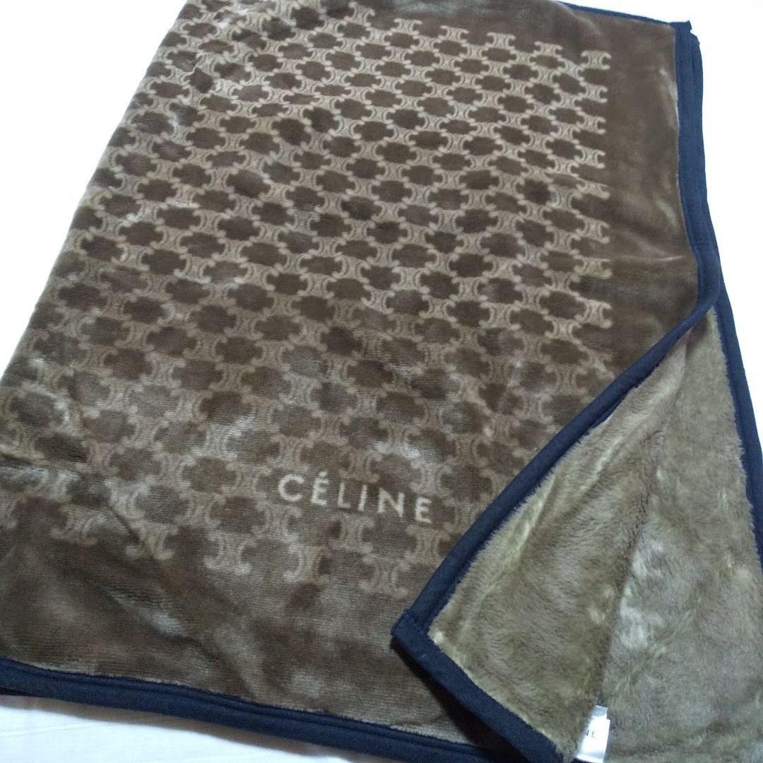 セリーヌ毛布ハーフケットマカダム柄ブラウン未使用品