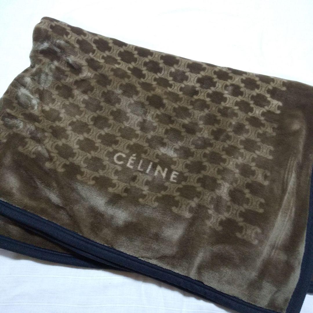 セリーヌ毛布ハーフケットマカダム柄ブラウン未使用品