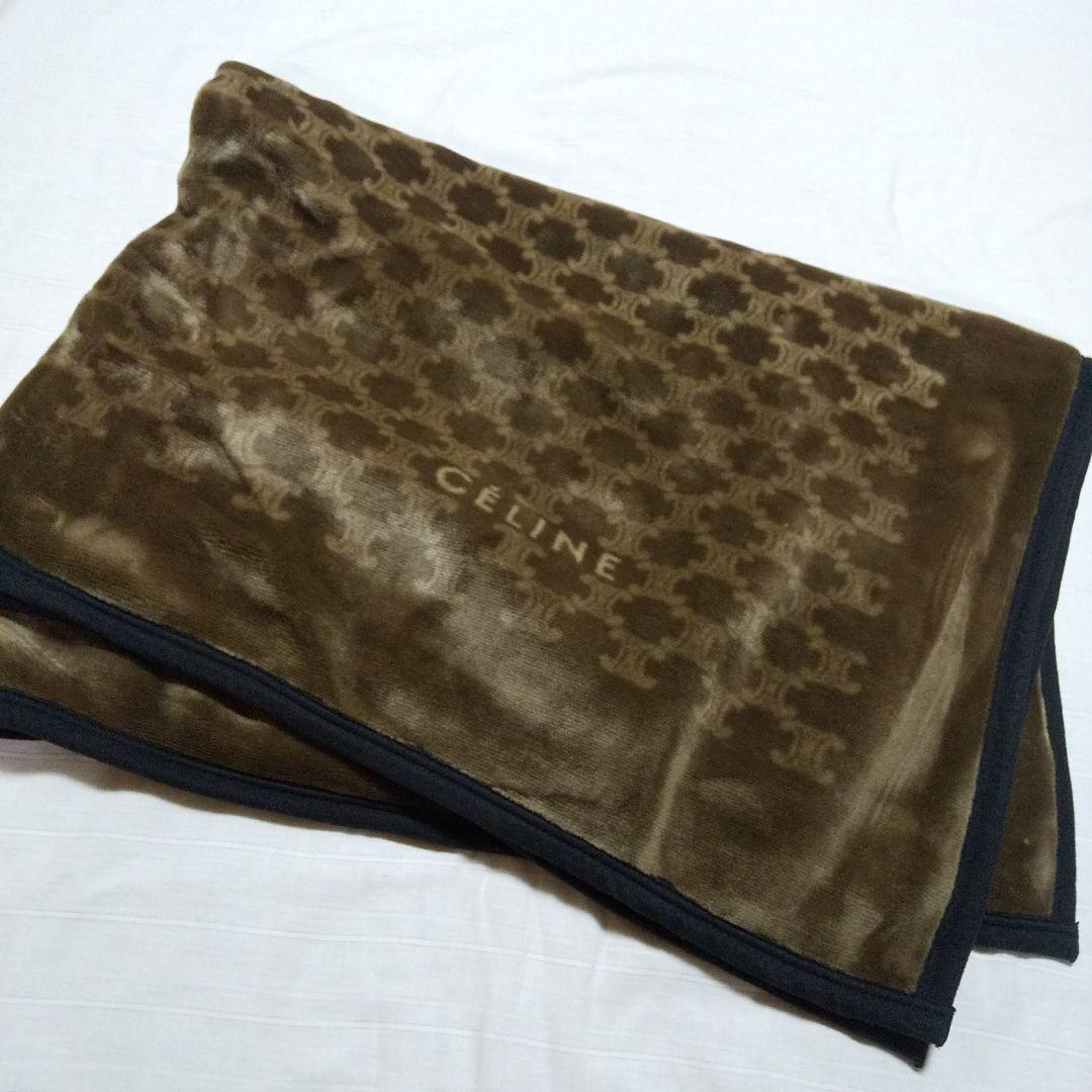 セリーヌ毛布ハーフケットマカダム柄ブラウン未使用品