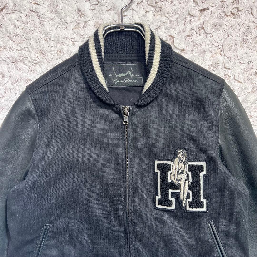 『大人気』　ヒステリックグラマー スタジャン　袖レザー　羊革　ブラック　【F】