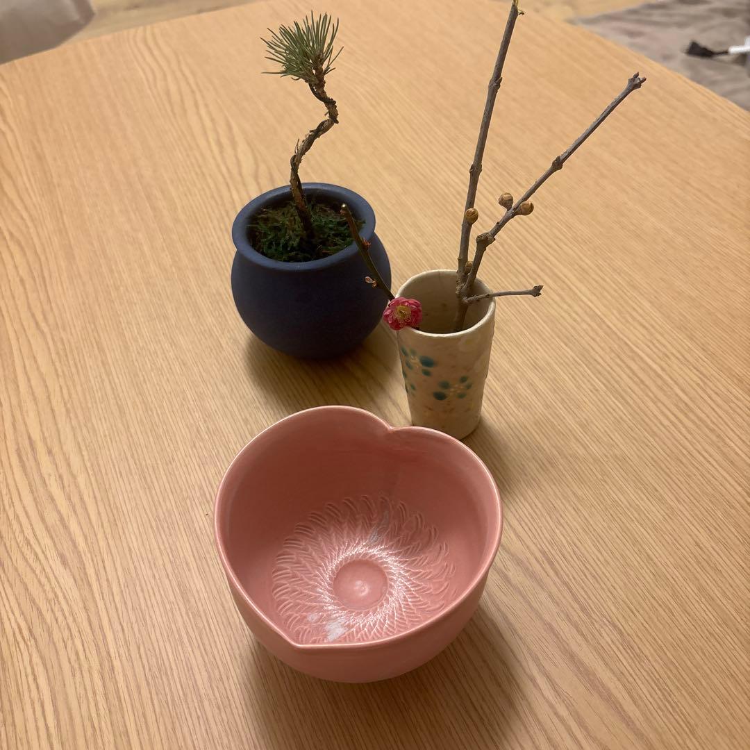 ハート　抹茶椀