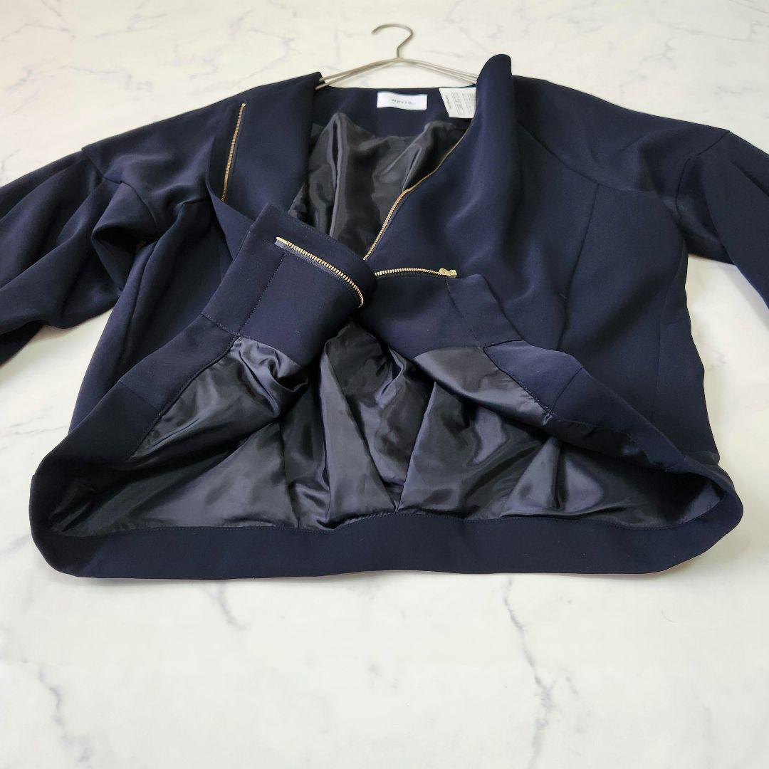 新品未使用✨ WHYTO. ホワイト ノーカラージャケット ジップアップ