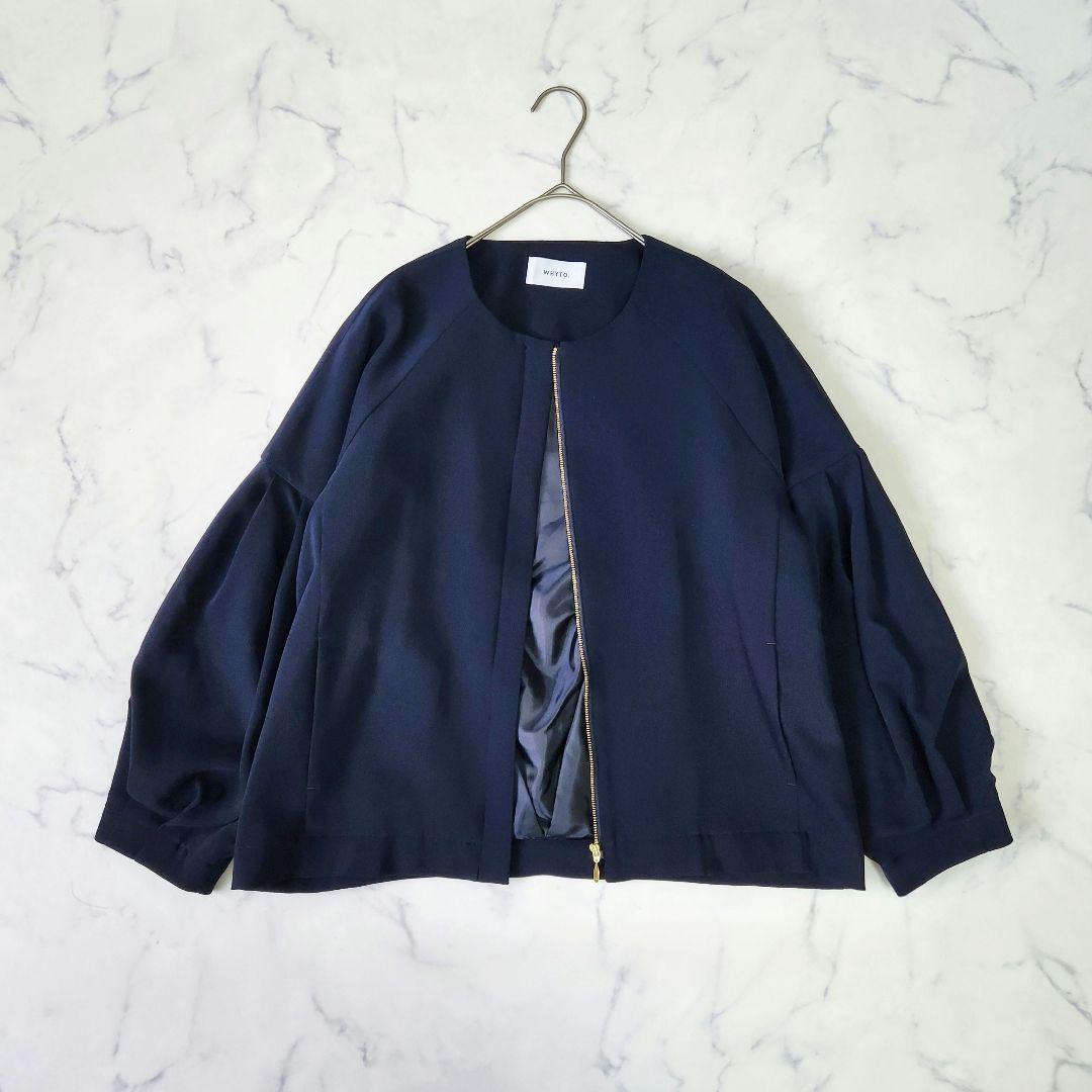 新品未使用✨ WHYTO. ホワイト ノーカラージャケット ジップアップ