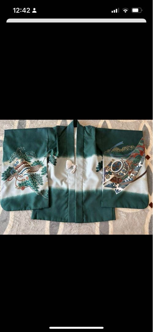 美品　七五三 袴セット　刺繍　緑色　5歳