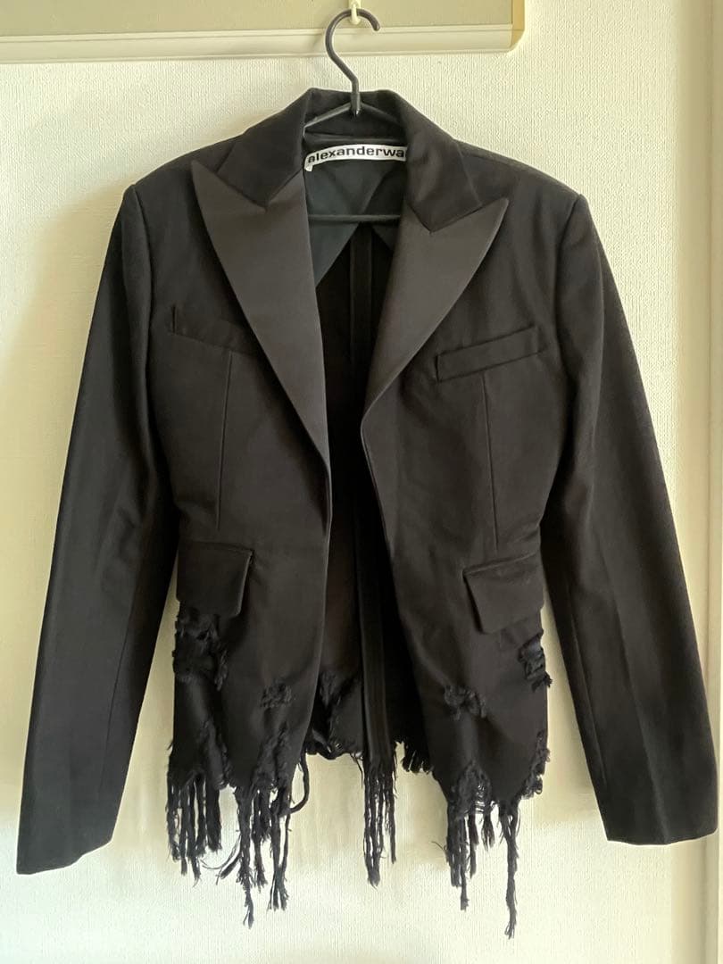 alexanderwang アレキサンダーワン フリンジテーラードジャケット 黒