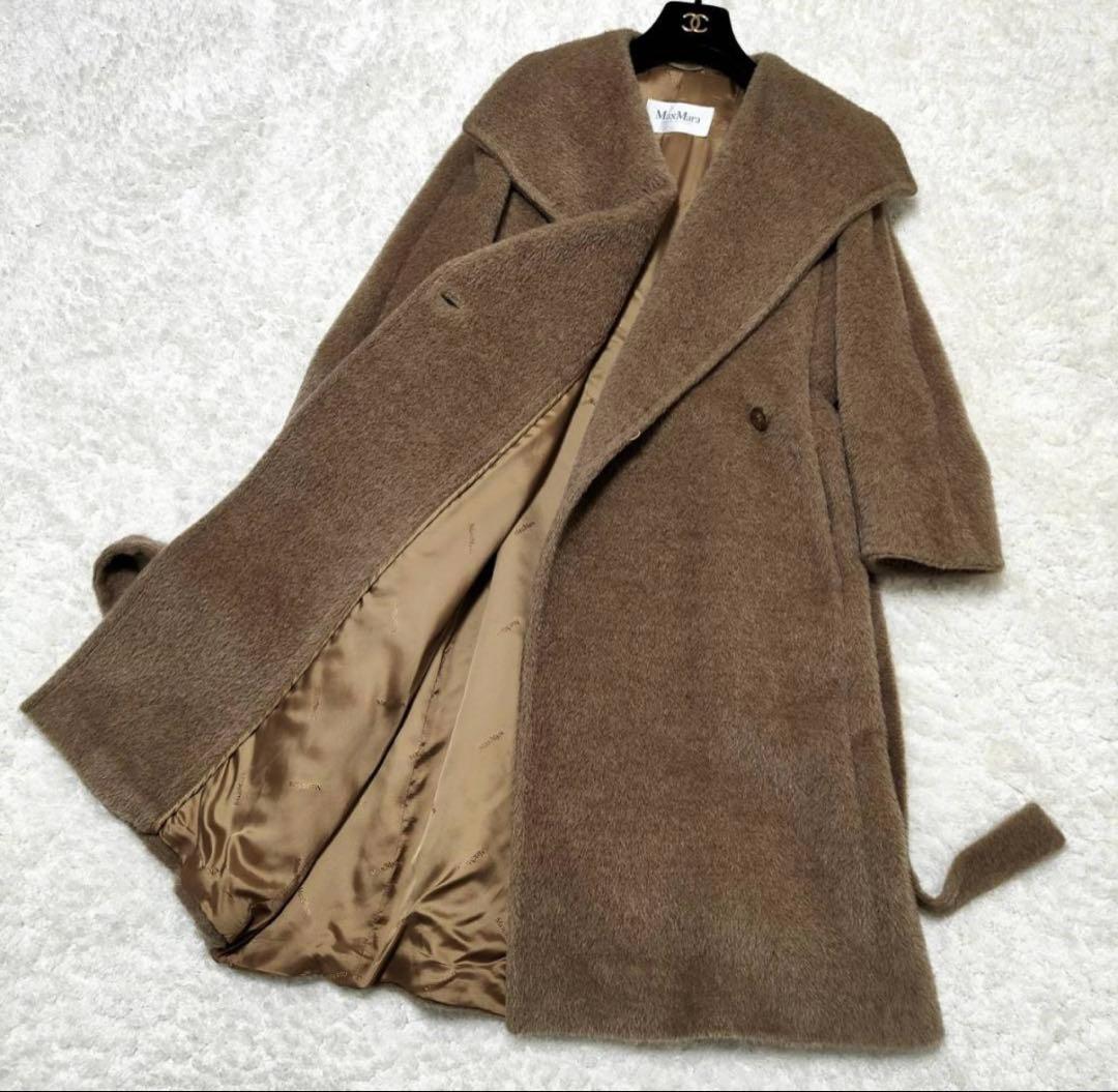 【極美品】MaxMara テディベアコート ベルテッド 女優襟 アルパカ 白タグ