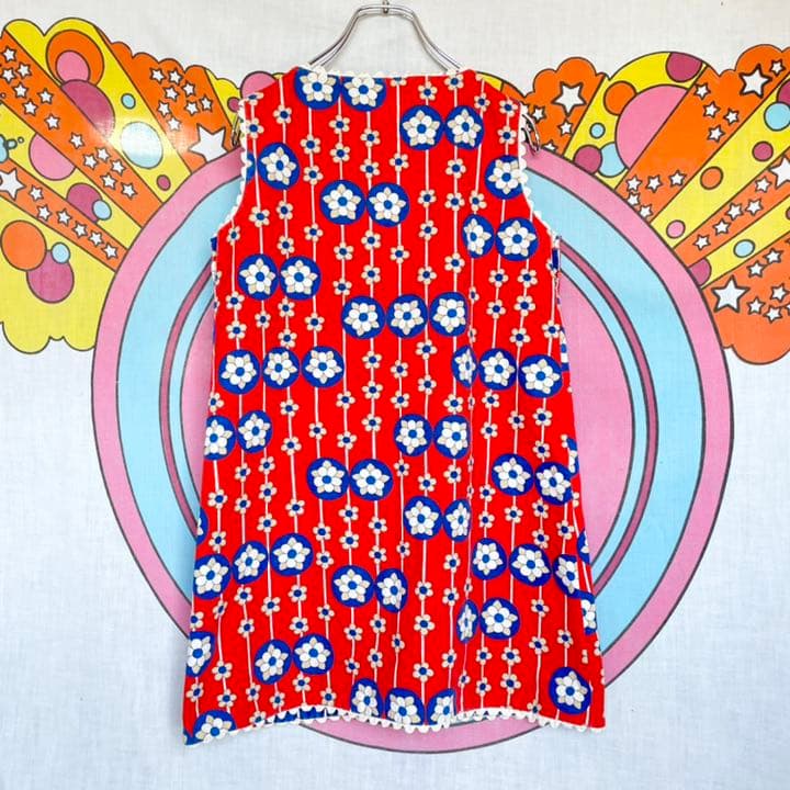 60s 70s ベスト　ハンドメイド　花柄　リバーシブル　ヒッピー　ヴィンテージ