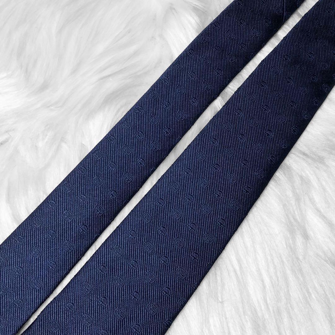 近代モデル★グッチ ネクタイ GG柄 ホースビット シェリーライン ネイビー