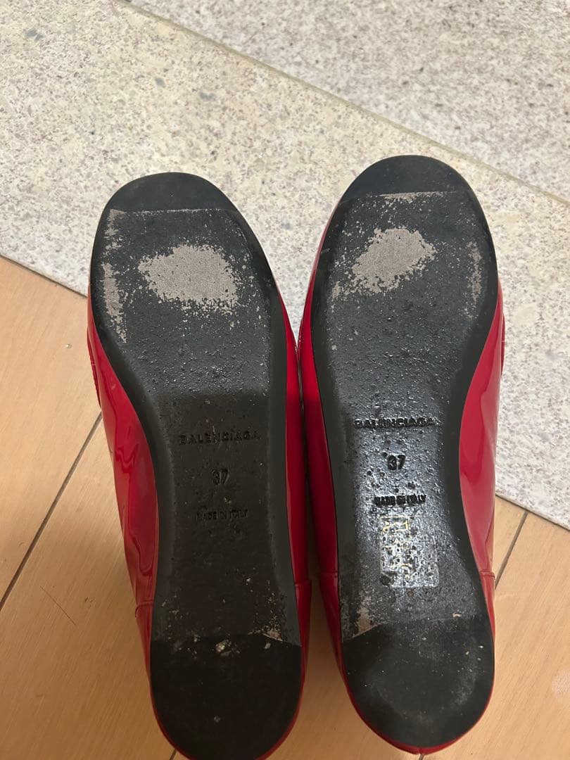 バレンシアガ　赤　パンプス　フラットバレエシューズ　美品　サイズ37 匿名配送