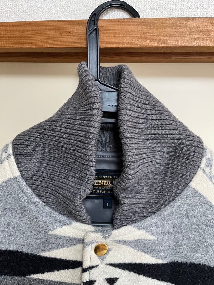 ペンドルトン pendleton レザー袖ネイティブ柄スタジャン