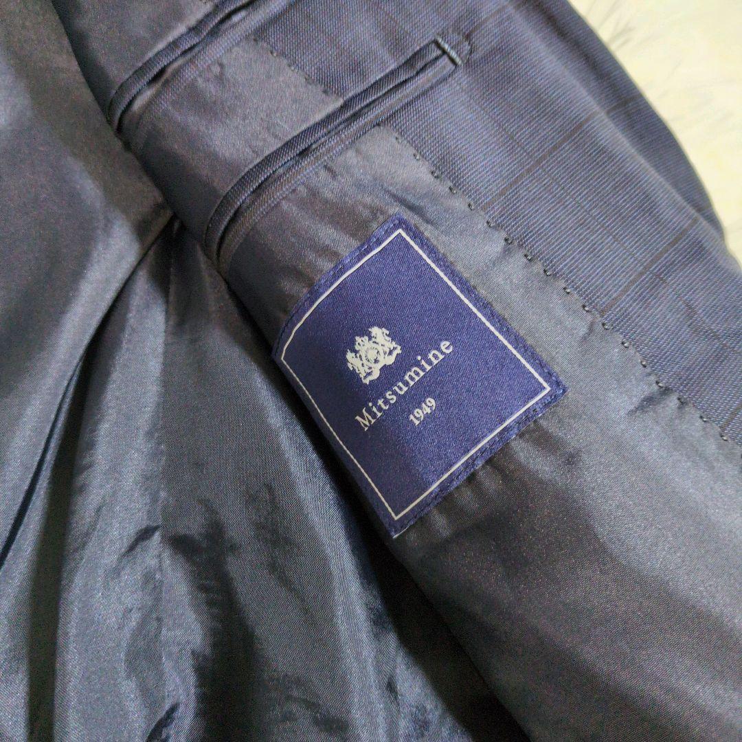 三峰　ミツミネ　ロロピアーナ　セットアップ　スーツ　チェック　ネイビー　高級