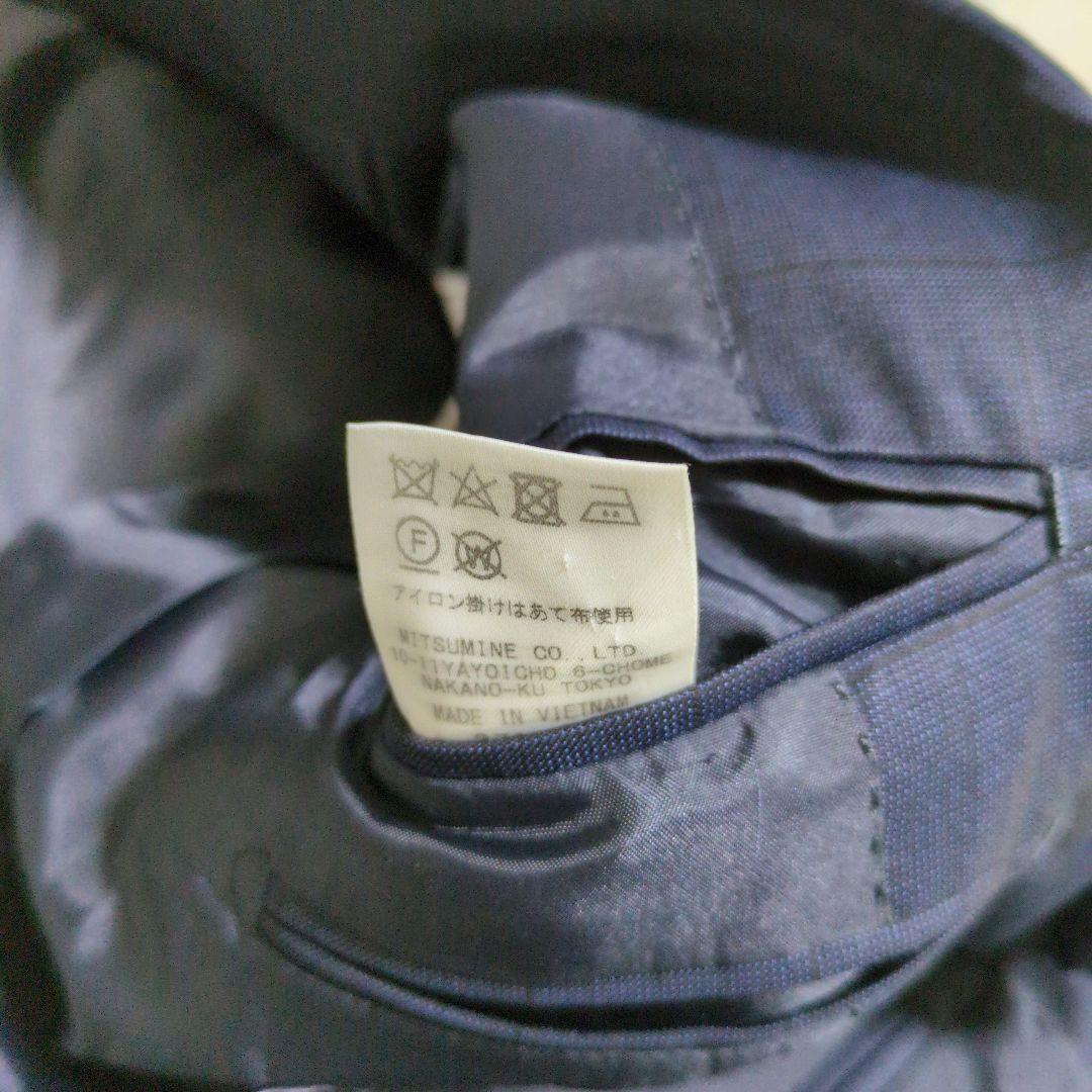 三峰　ミツミネ　ロロピアーナ　セットアップ　スーツ　チェック　ネイビー　高級