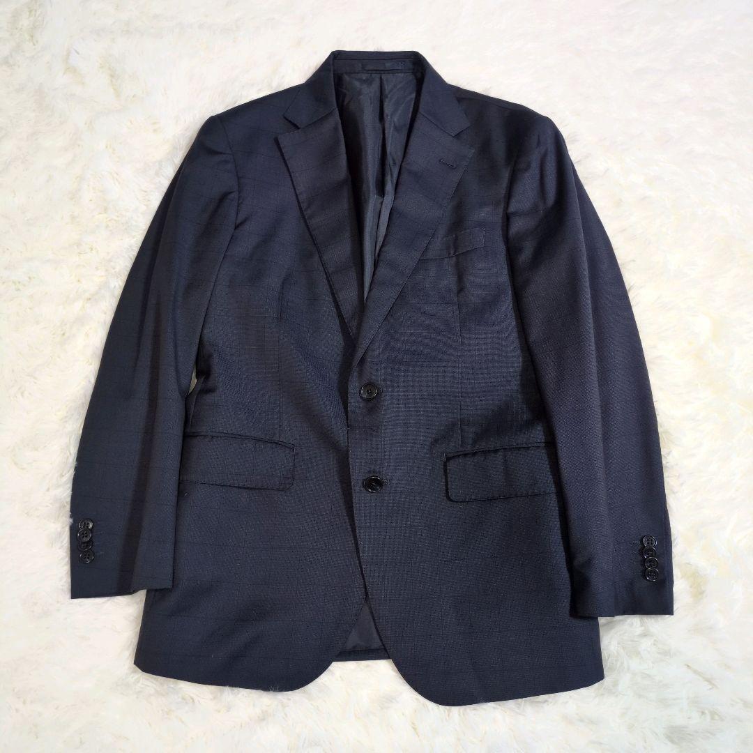 三峰　ミツミネ　ロロピアーナ　セットアップ　スーツ　チェック　ネイビー　高級