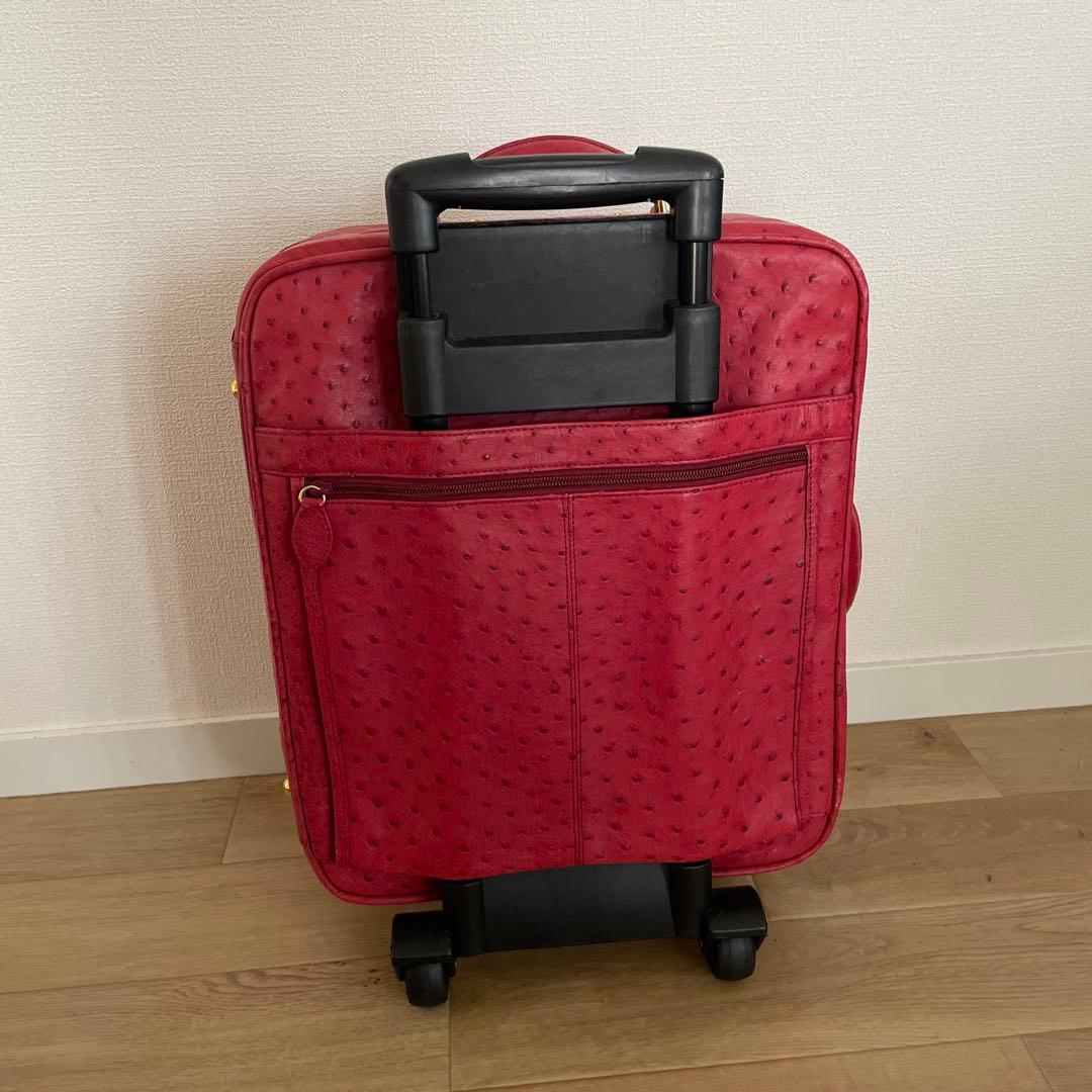 海【希少】キャリーケース オーストリッチ ダチョウ　赤 レディース