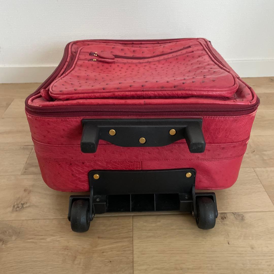 海【希少】キャリーケース オーストリッチ ダチョウ　赤 レディース