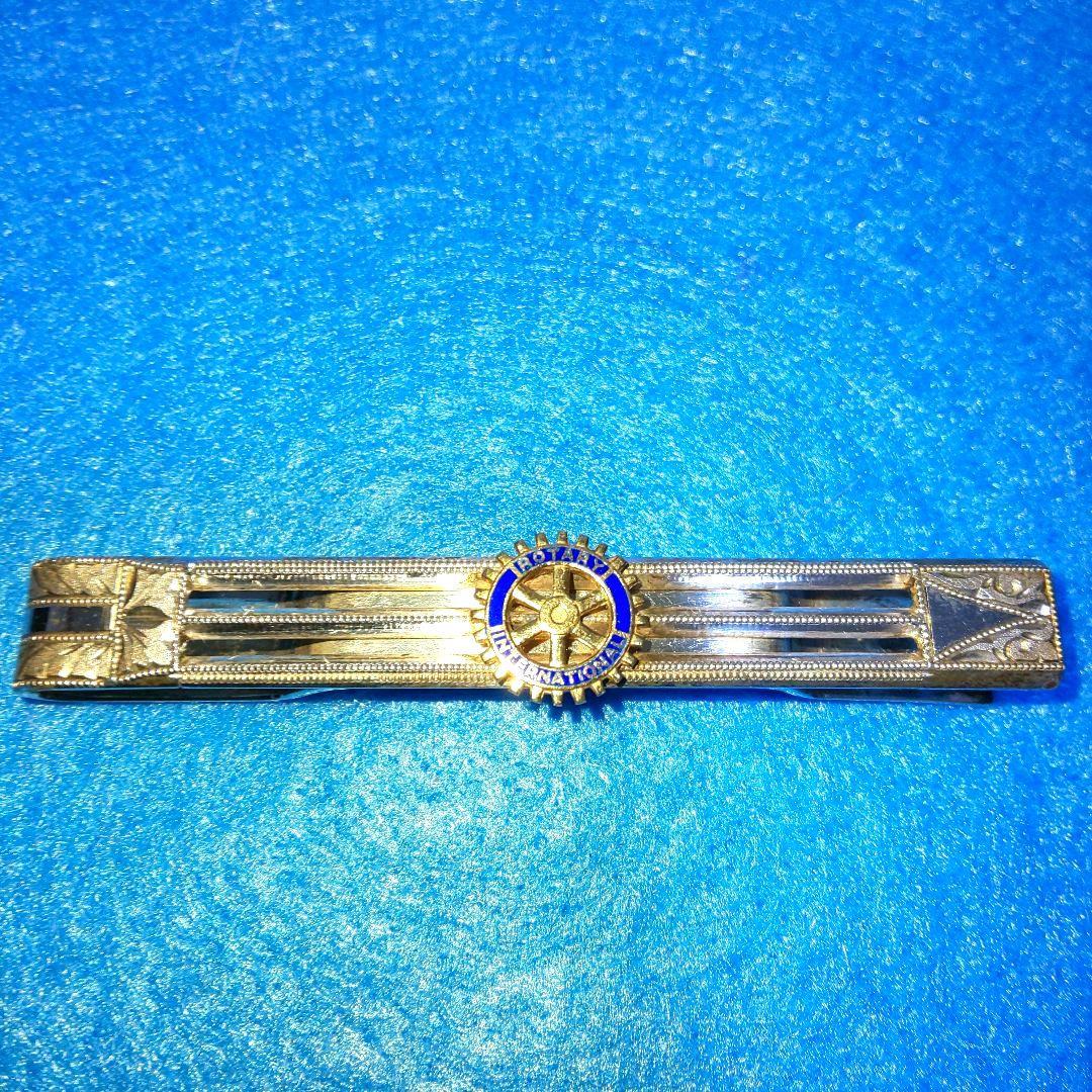 古いロータリークラブ 金&銀製ネクタイ止め (ネクタイピン) 桐箱入り