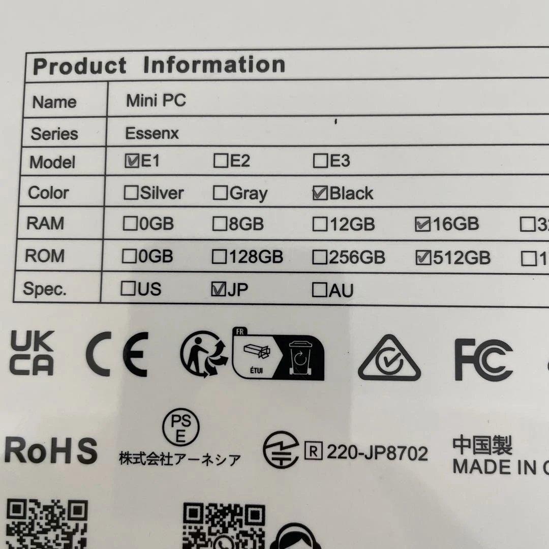 10067 新品未開封　NiPoGi ミニPC E1 16GB 512GB