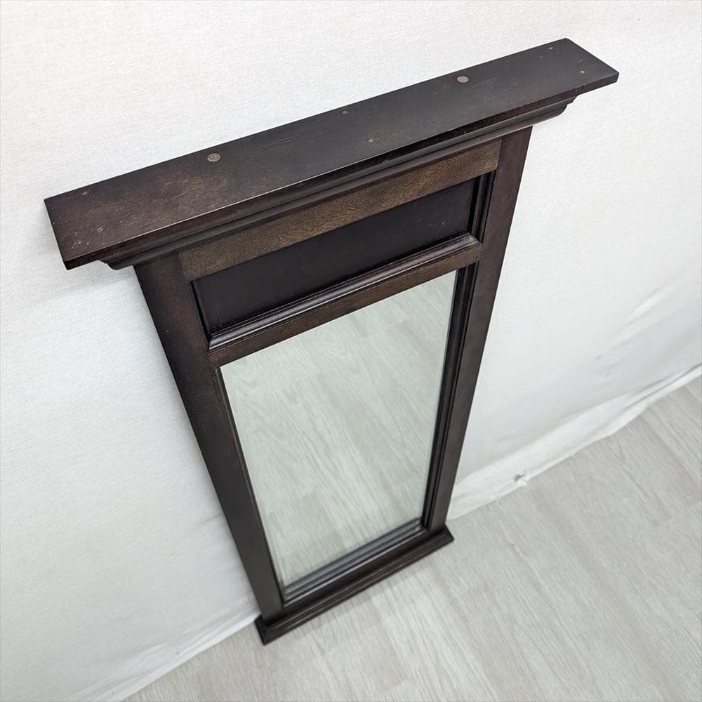 美品　松本民芸家具　天然木　ウォールミラー　壁掛け　鏡　ミラー　面取り　民藝