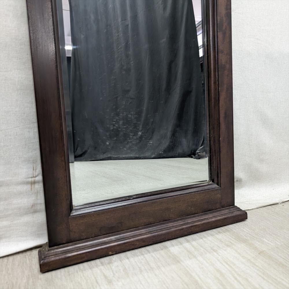 美品　松本民芸家具　天然木　ウォールミラー　壁掛け　鏡　ミラー　面取り　民藝