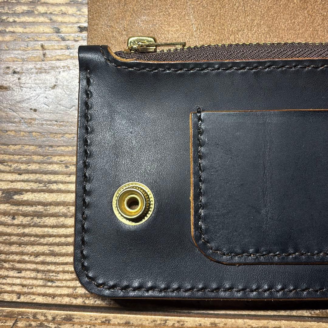 1点のみたつのハンドワックスレザー茶芯トラッカーウォレットチェーンセット