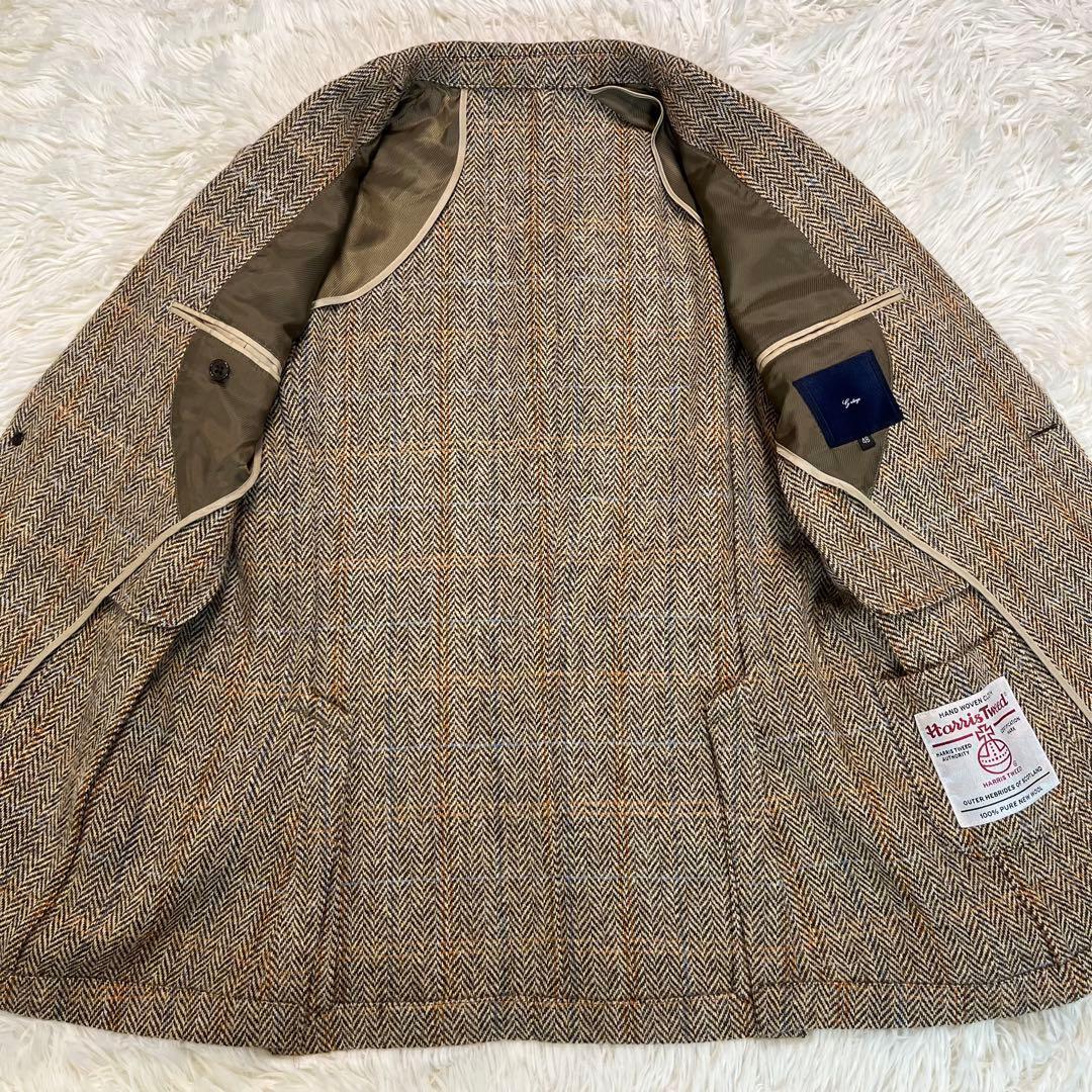 美品✨G-stage ハリスツイード　テーラードジャケット　ヘリンボーン　L相当
