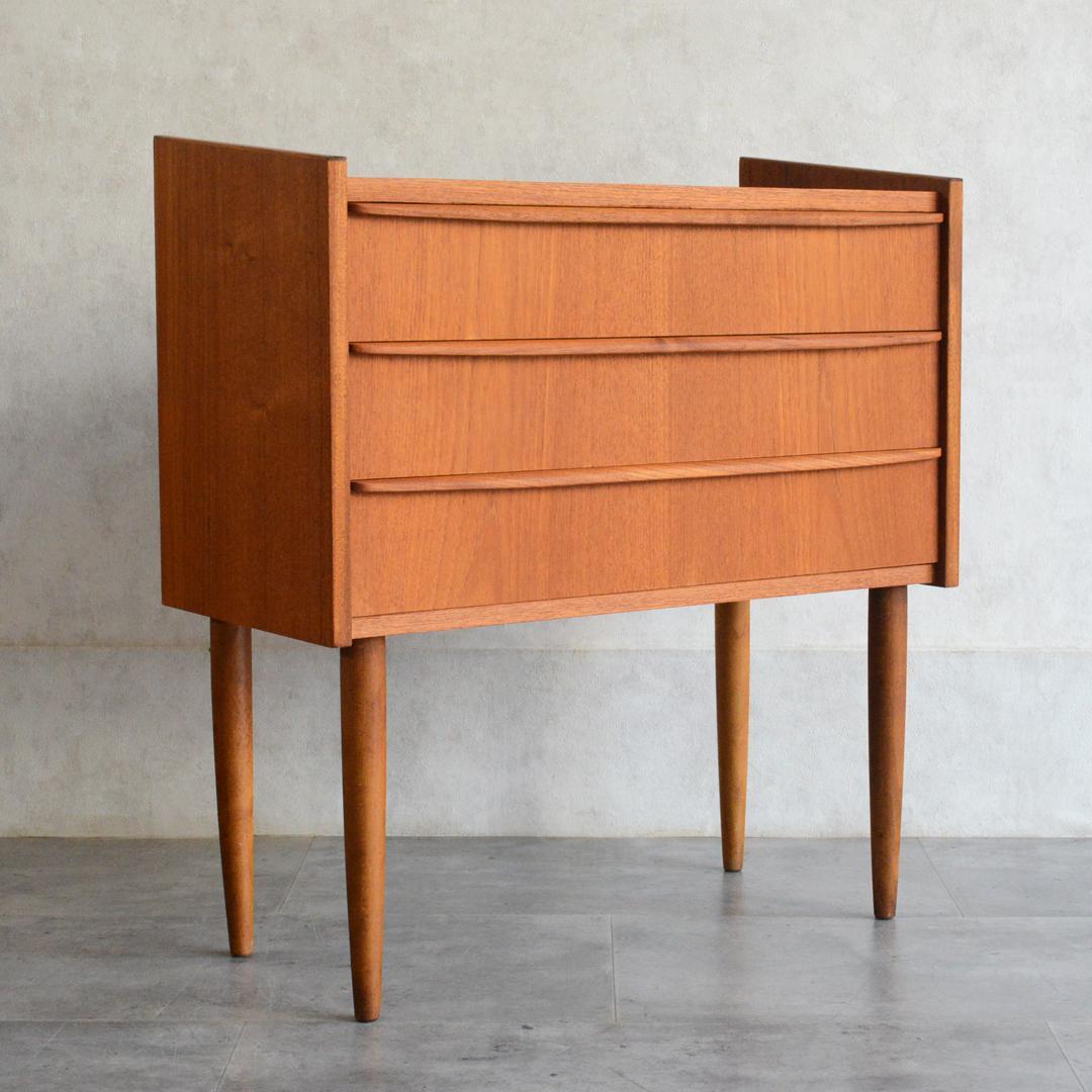 デンマーク 北欧ヴィンテージ チーク ３段 チェスト 北欧家具 サイドチェスト