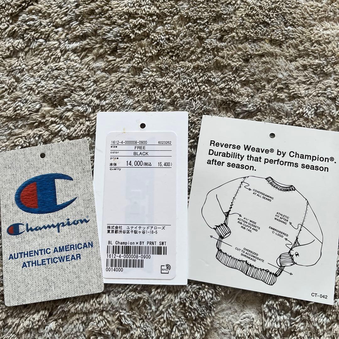 ビューティアンドユース 別注Champion プリント スウェットプルオーバー