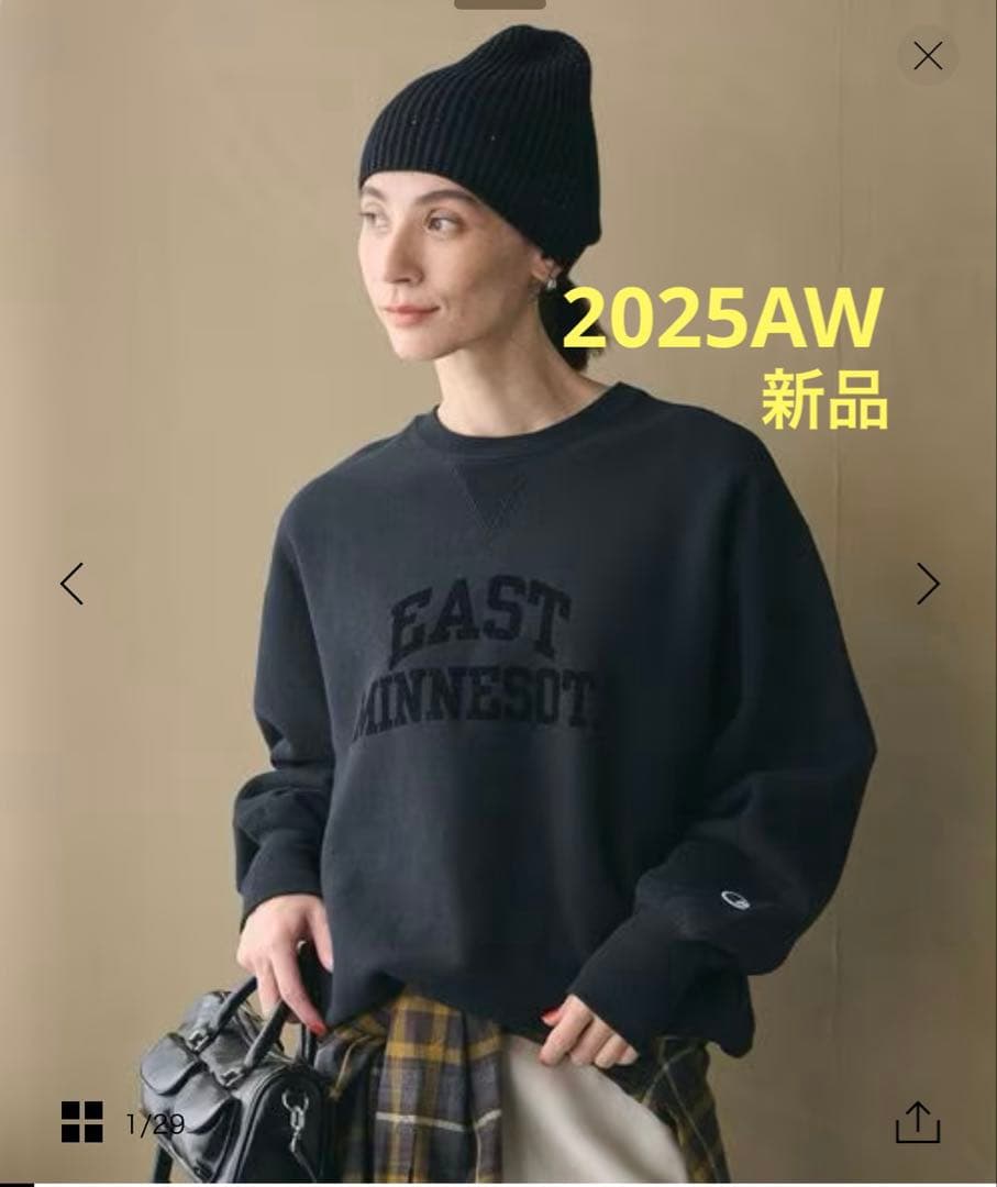 ビューティアンドユース 別注Champion プリント スウェットプルオーバー