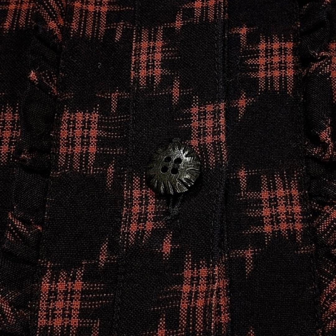 ✨美品✨ギエモン　久留米絣　チュニック　ブラウス　フリル　ピンタック　前開き