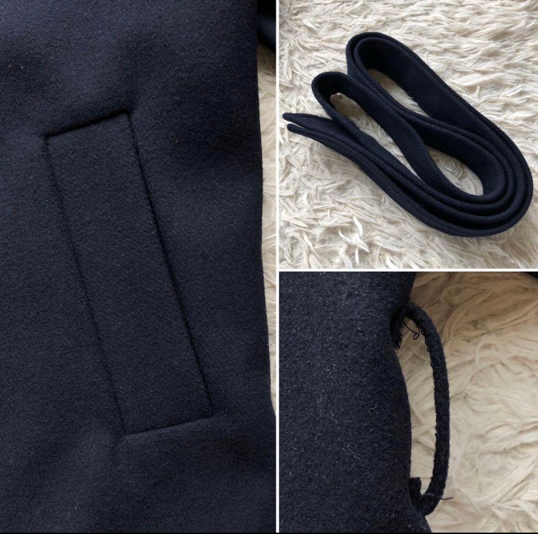 【極美品 22AW】ザラ　マッチングボンバーコート　紺　毛　マキシ丈　袖切替　L