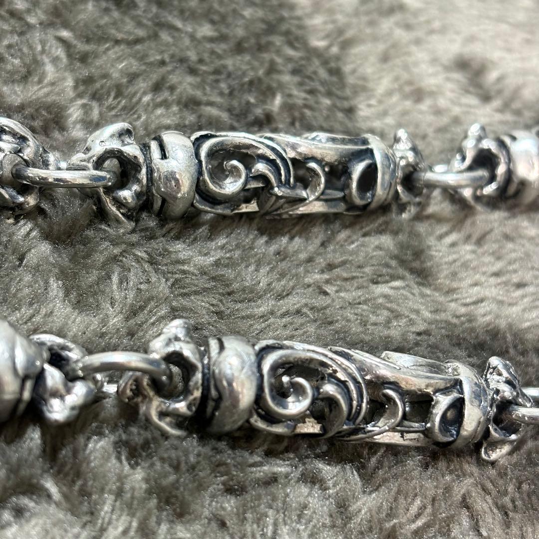 silver wallet chain floral バレル チェーン187g