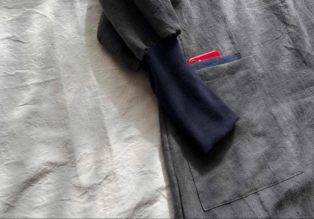 【一点・Chibiページ】ワッシャー加工linenツイル＊かっぽう着ワンピ