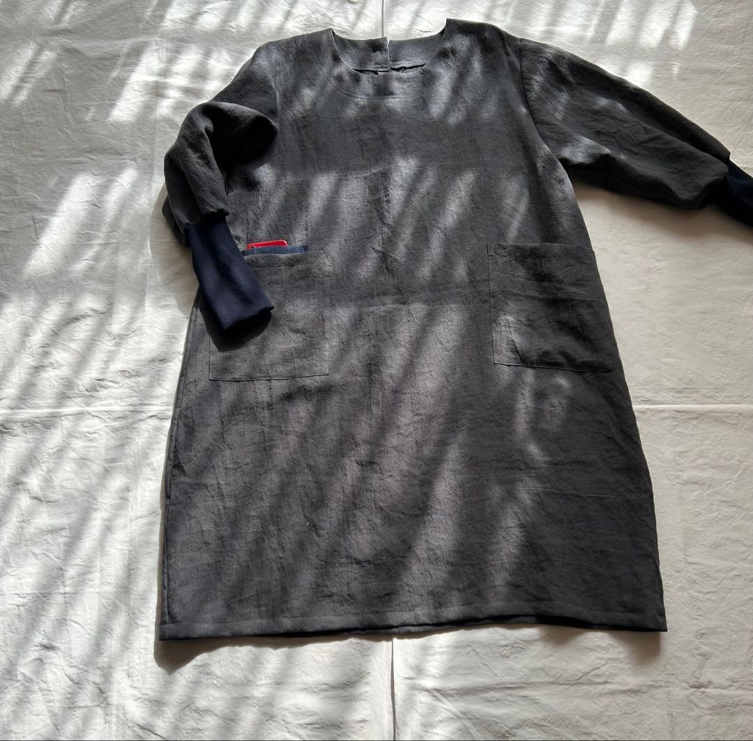 【一点・Chibiページ】ワッシャー加工linenツイル＊かっぽう着ワンピ