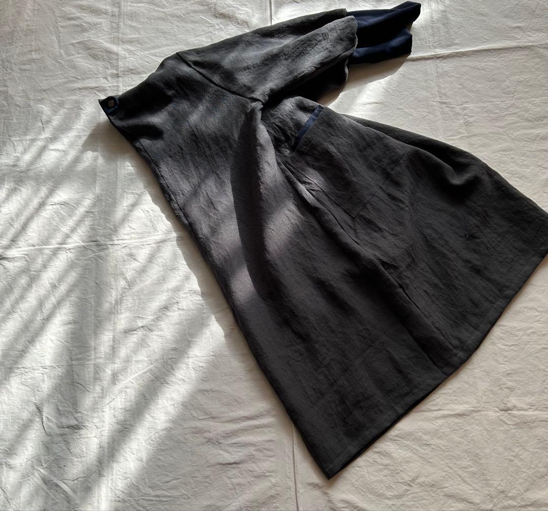 【一点・Chibiページ】ワッシャー加工linenツイル＊かっぽう着ワンピ