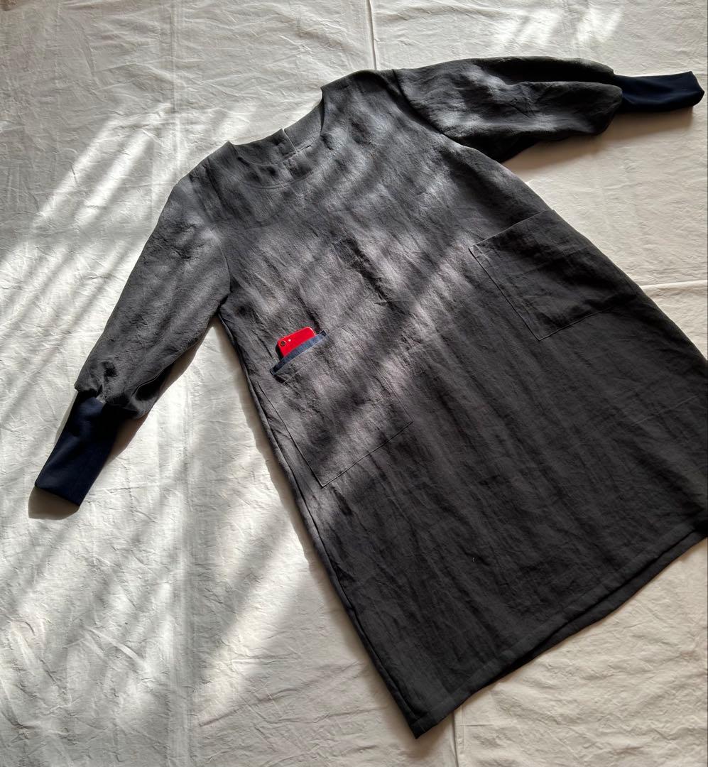 【一点・Chibiページ】ワッシャー加工linenツイル＊かっぽう着ワンピ