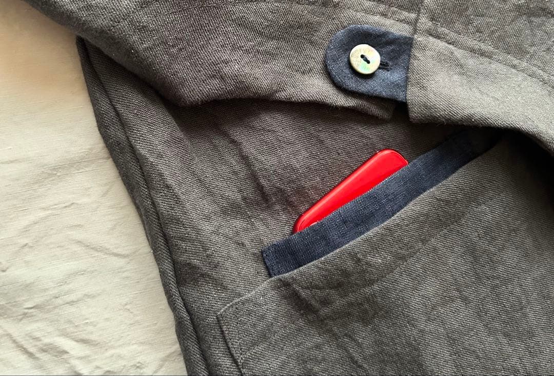 【一点・Chibiページ】ワッシャー加工linenツイル＊かっぽう着ワンピ