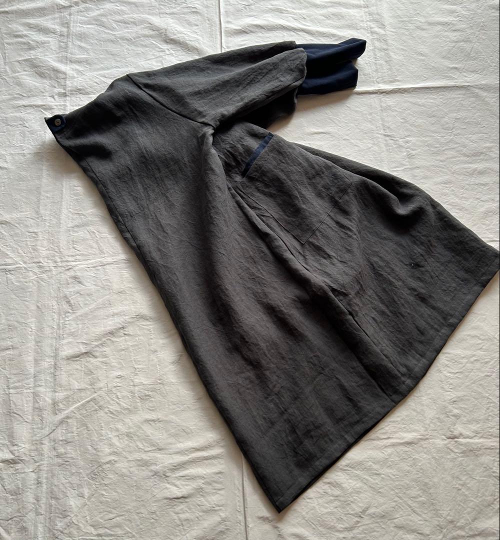 【一点・Chibiページ】ワッシャー加工linenツイル＊かっぽう着ワンピ